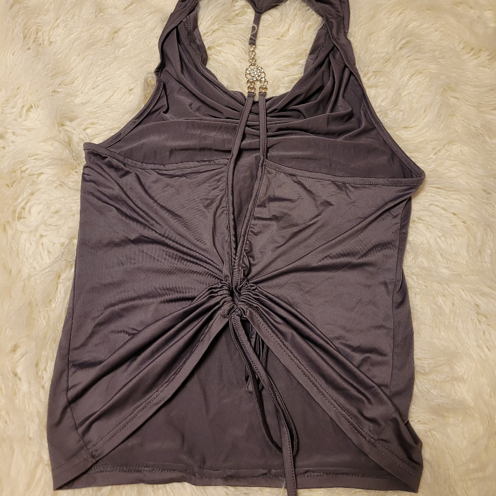 Tank top, beach top, night top, gray stretchy material, Brand HYX, size small